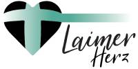 Logo mit Text Laimer Herz und schwarzem Herz mit türkiser Schleife als Graphik