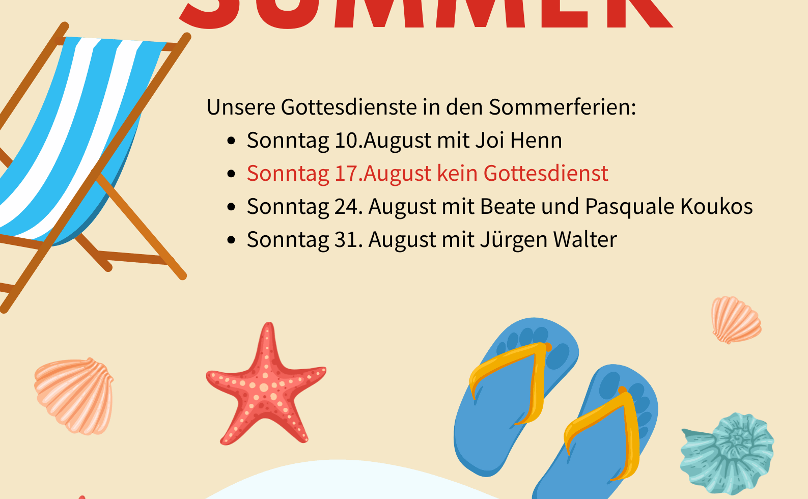 Am 17. August kein Gottesdienst in der EFG München Hadern