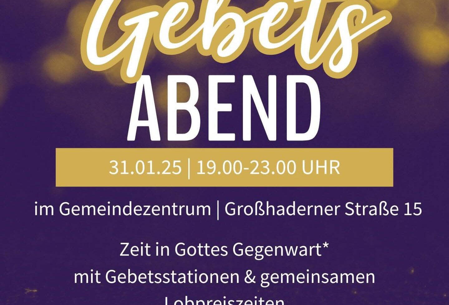 Gebetsabend XXL am 31.01.2026