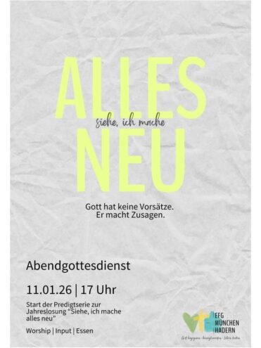 Flyer für die Abendgottesdienst Serie "Alles Neu"