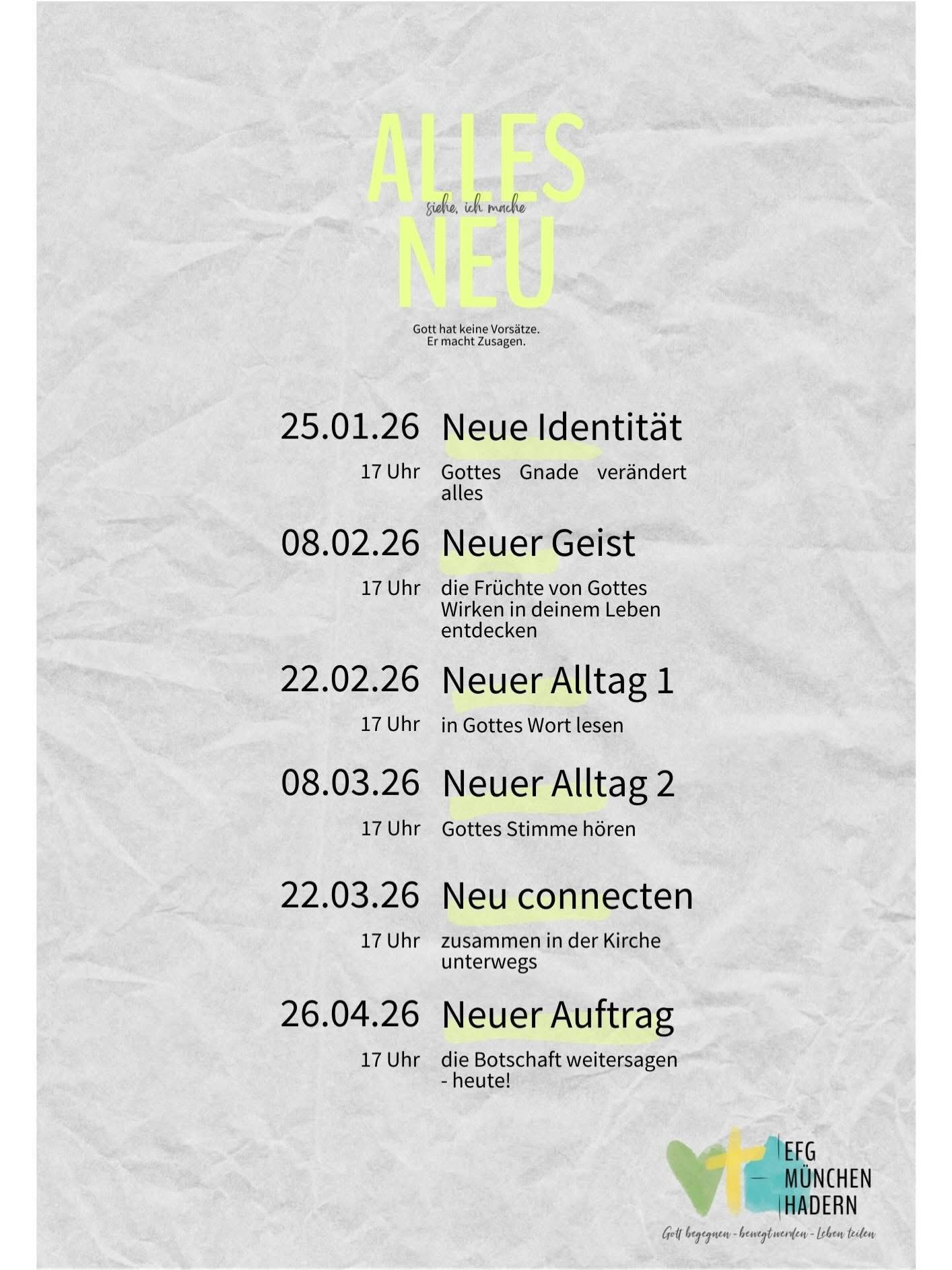 Liste mit Terminen und Themen der Abendgottesdienste